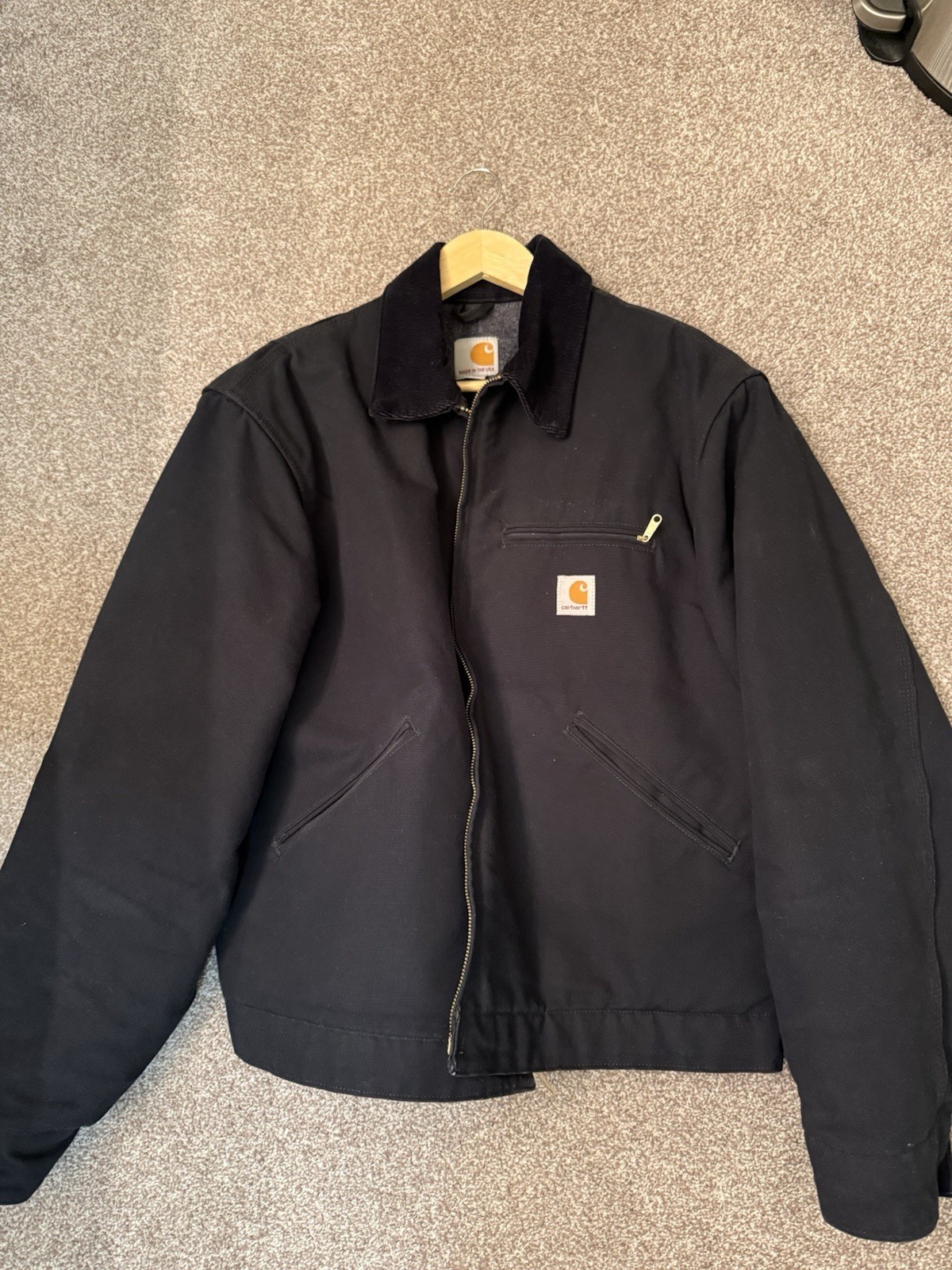 Vintage Carhartt Detroit Jacket J001 Black Made in USA Union Made Men\'s Large L
