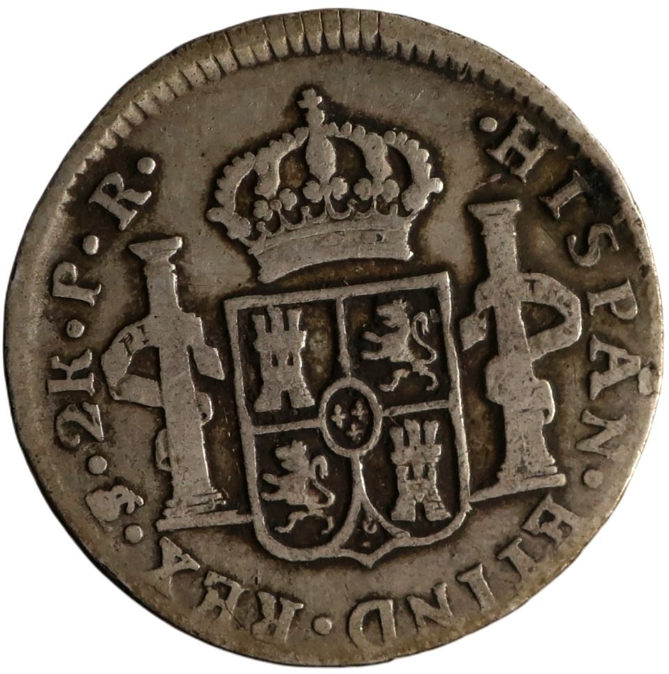 1790 PTS PR BOLIVIA 2 REALES .900 SILVER KING CHARLES IV OF SPAIN POTOSI MINT