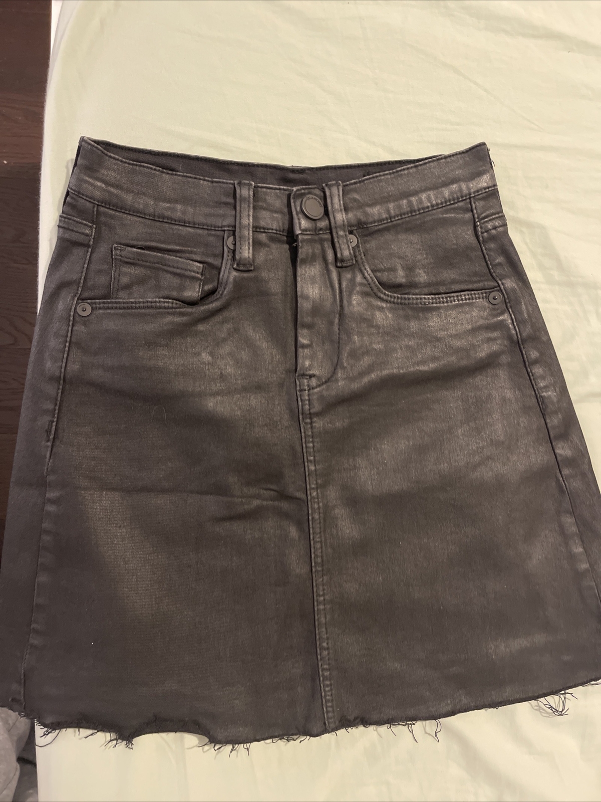 Blank NYC Black color Coated Denim Skirt Women Size 24