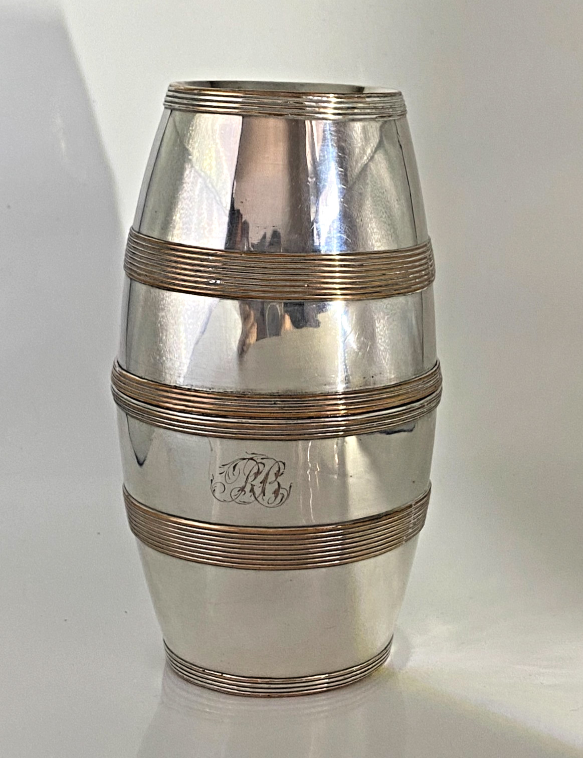 Antique c1805 Georgian Old Sheffield Plate Barrel Double Beaker Campaign Cup RB