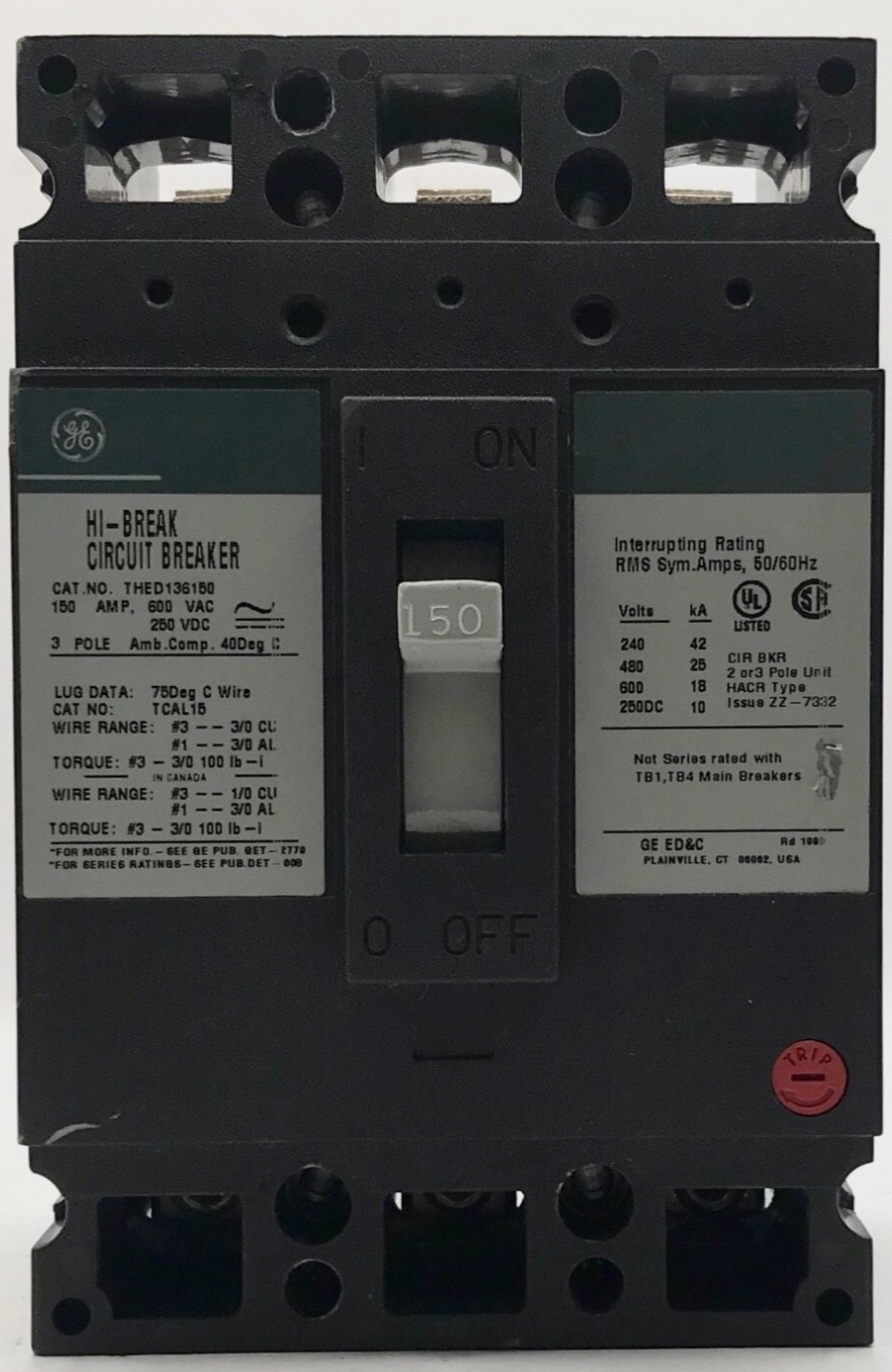 GE THED136150 Molded Case Circuit Breaker ~ 150 Amp
