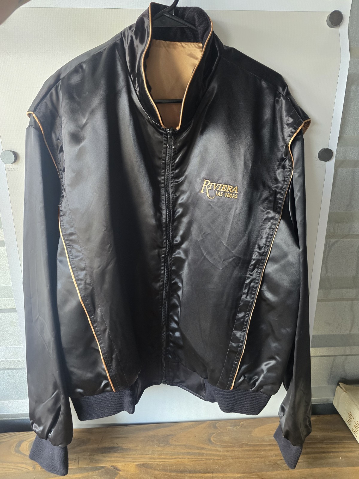 Vintage 80\'s/90\'s Las Vegas Riviera M.A.P. Satin Bomber Jacket - Reversible Vintage 80\'s/90\'s Las Vegas Riviera M.A.P. Satin Bomber Jacket - Reversible