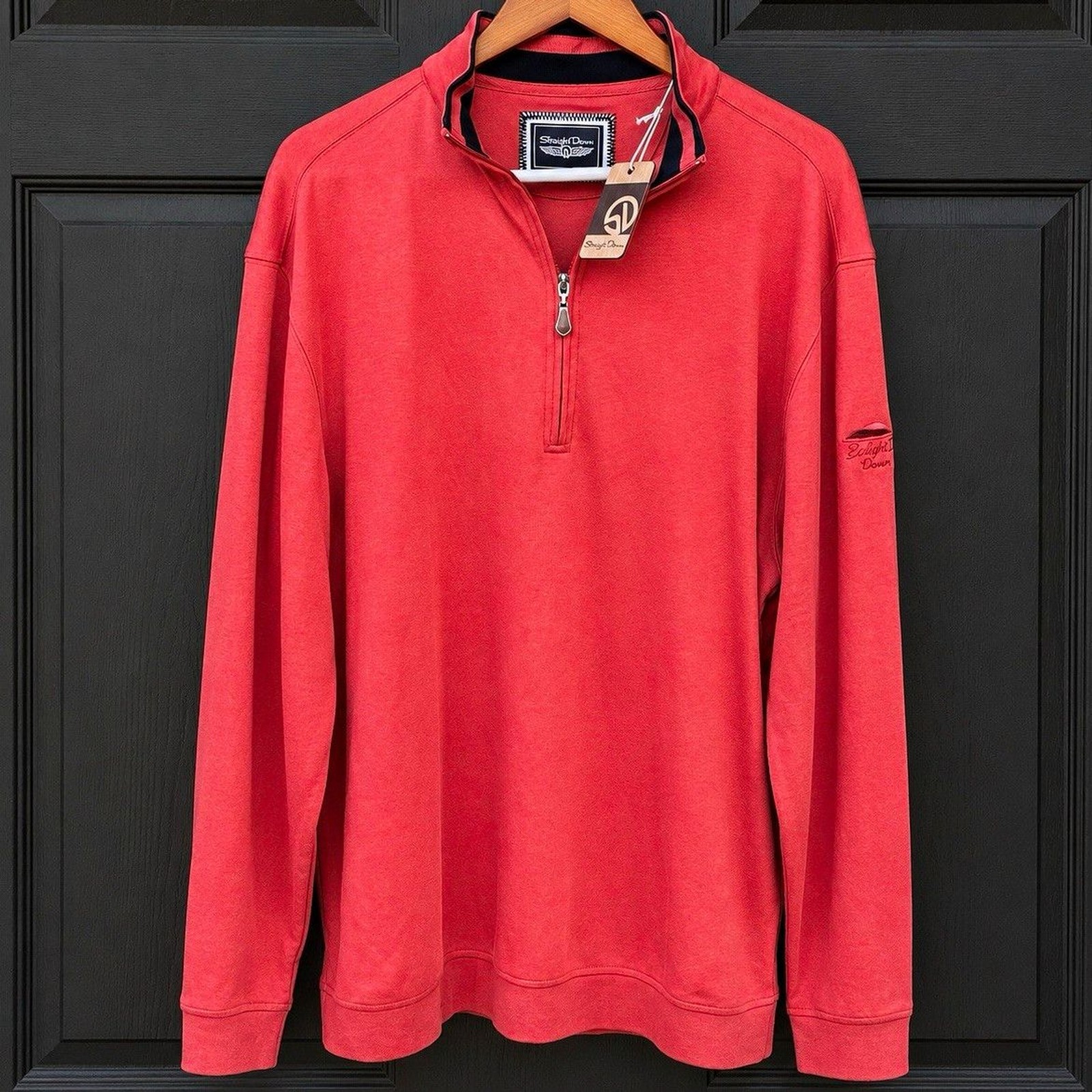 Straight Down Bella Vista Country Club 1/4 Zip Pullover Large Burnt Orange Golf