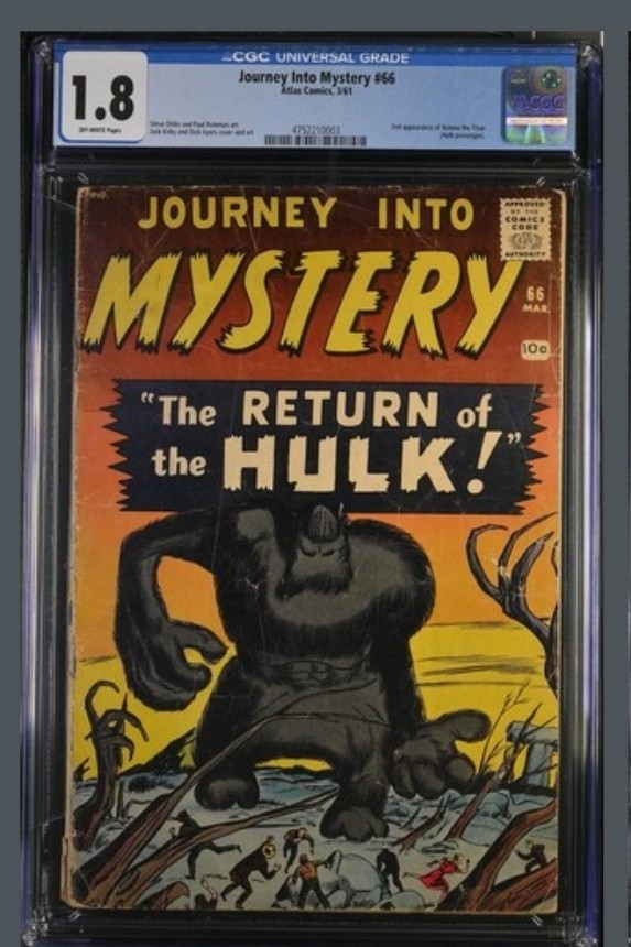 Journey Into Mystery #66 CGC 1.8 Atlas 1961 2nd Prototype Of HULK Appearance HTF Journey Into Mystery #66 CGC 1.8 Atlas 1961 2nd Prototype Of HULK Appearance HTF