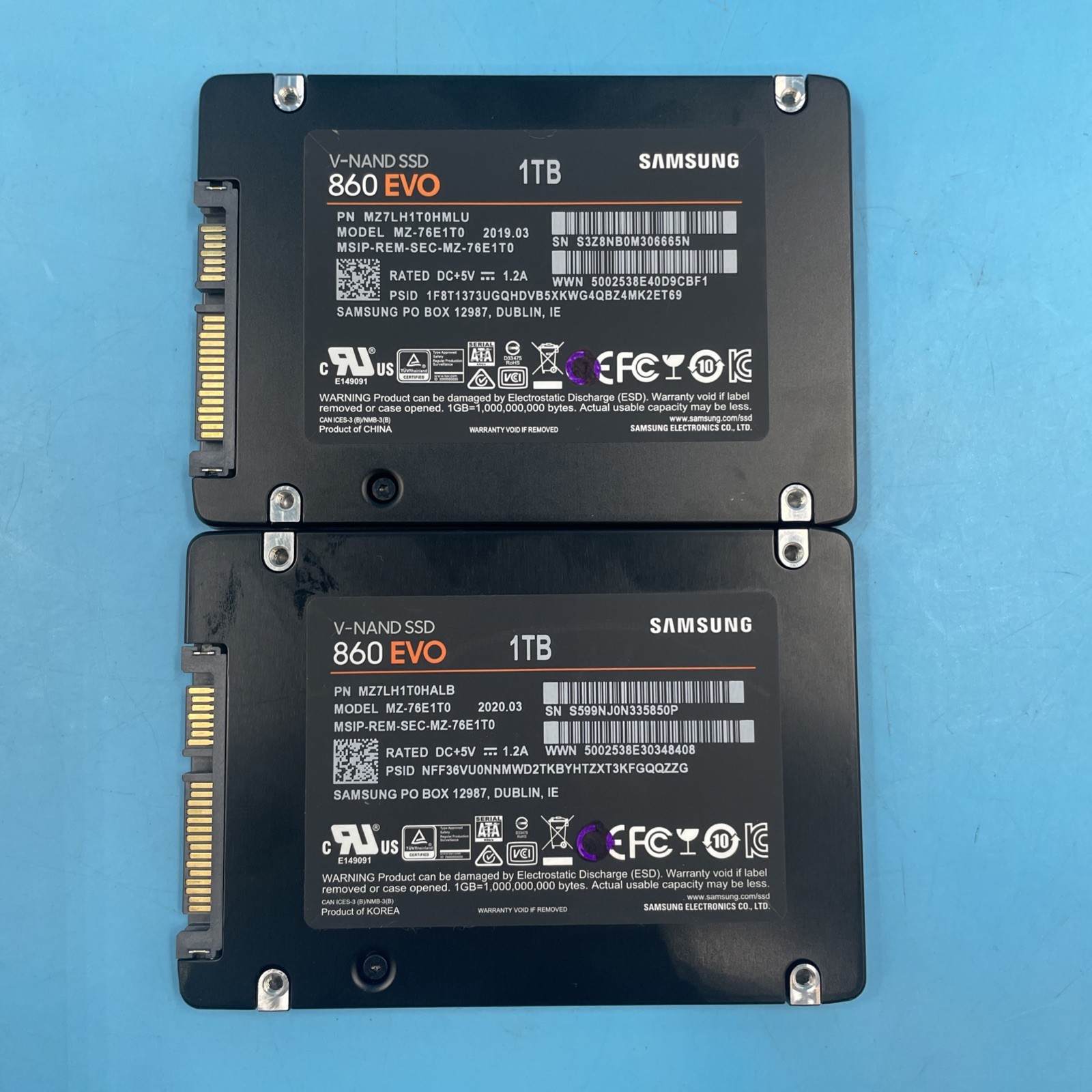 (LOT OF 2) Samsung 860 EVO 1TB 2.5