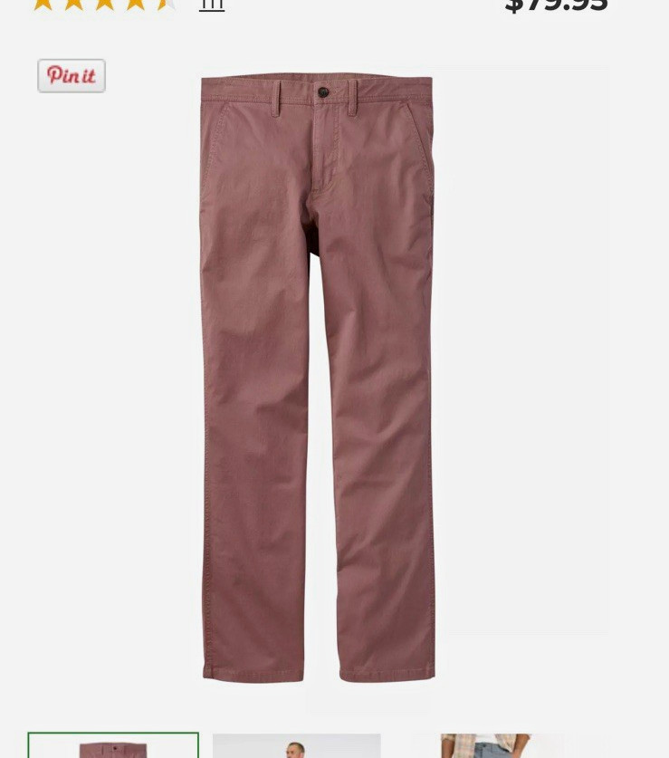 L.L.Bean Men\'s Sunwashed Khaki Pants Standard Fit Solid Clay Dust W32 Fall 2026