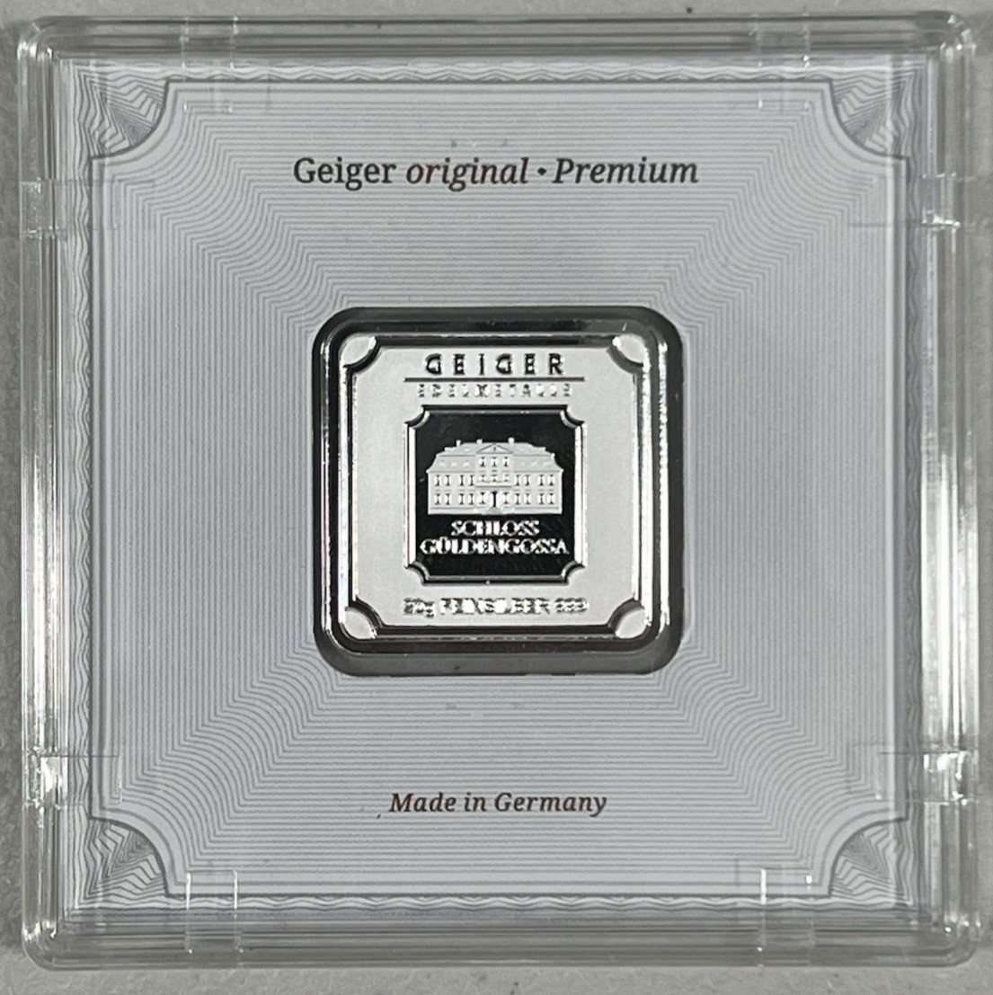 Geiger Edelmetalle 20 g Silver Bar .999 Schloss Güldengossa Premium In Assay