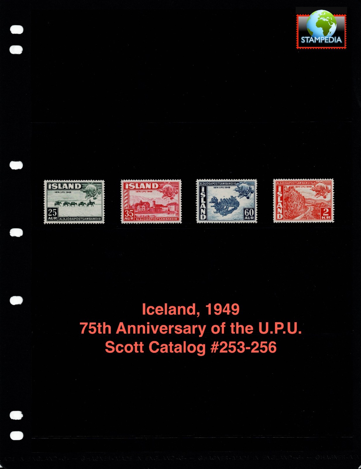 $2.70 Scott Value - 1949 ICELAND Universal Postal Union UPU 75th CV MNH NH UMM