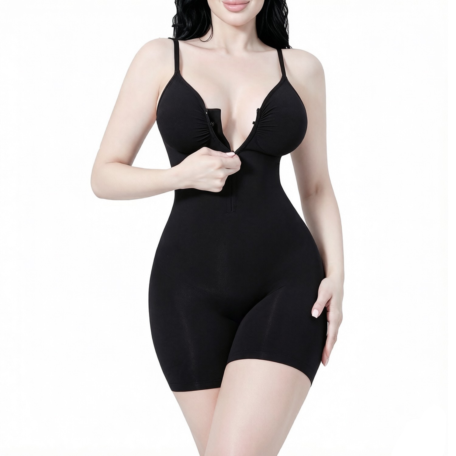 Womens Bodysuit Shapewear Zip-Up Full Body Shaper Tummy Control Seamless Shaper
