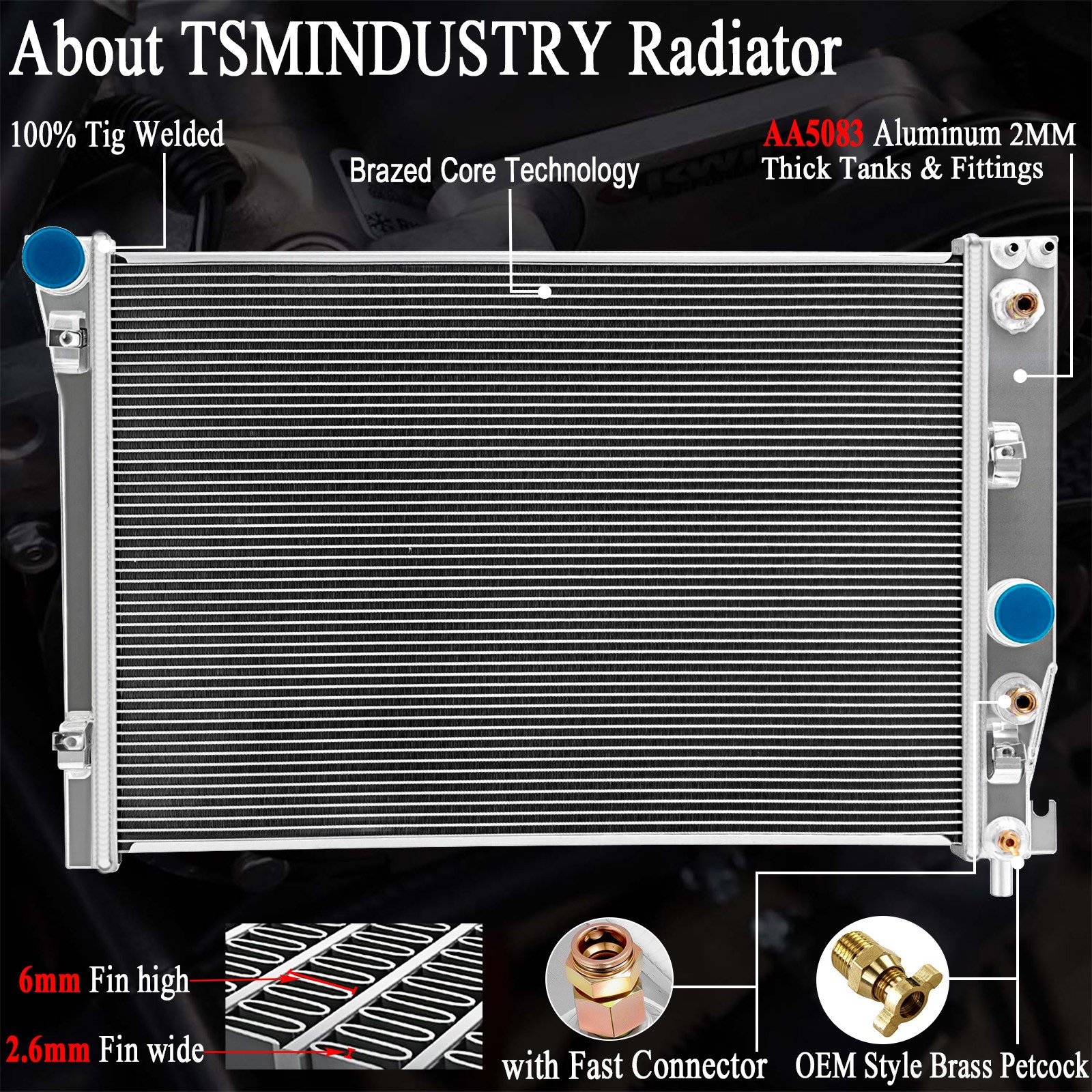 TSM 3-Row Aluminum Radiator FOR 1997-2004 1998 Chevrolet Corvette 5.7L 350 V8