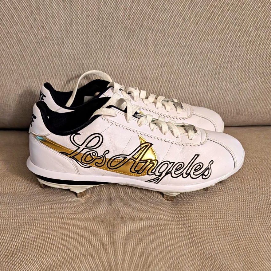 Nike Los Angeles Baseball Cleats White/Gold/Black Men\'s US 10 Medium D