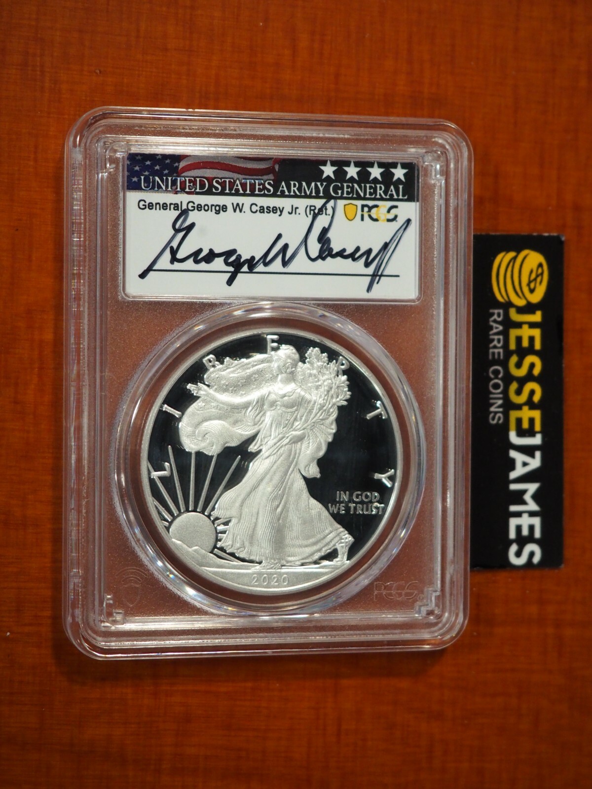 2020 S PROOF SILVER EAGLE PCGS PR70 DCAM FIRST STRIKE GEN. GEORGE W CASEY SIGNED