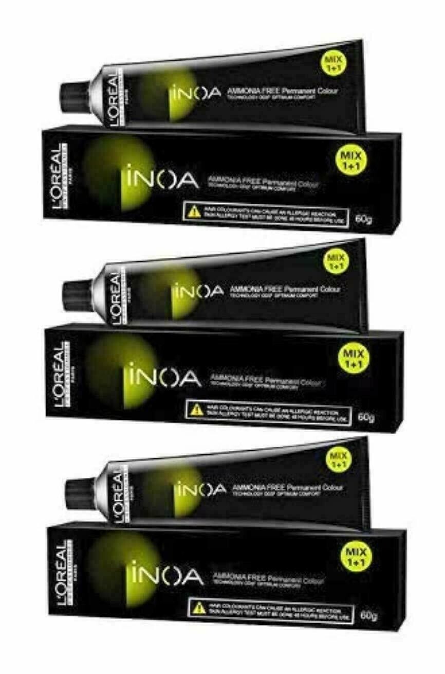 L\'Oreal Professional INOA Hair Color No.2 Darkest Brown No Ammonia 3 Tubes Pack