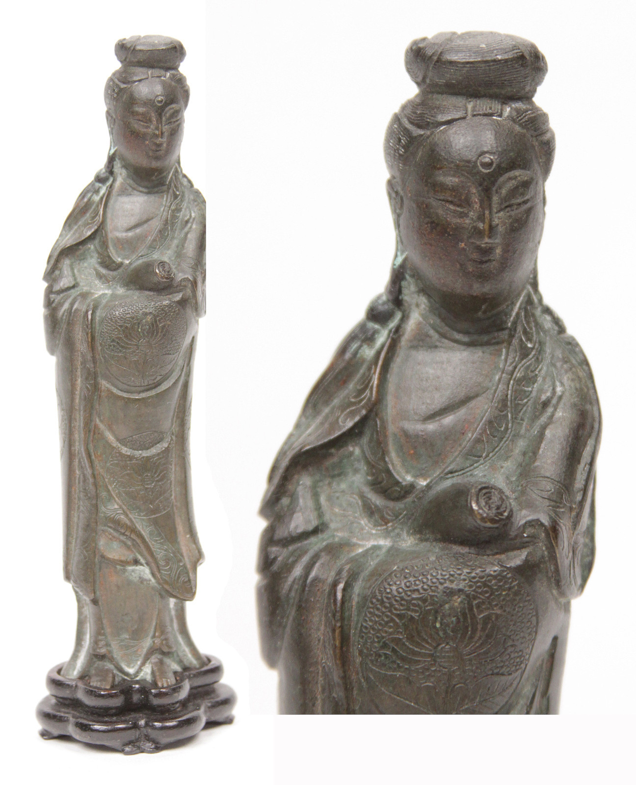 Antique 18th 19th Cent. Chinese Bronze Statue Kwan yin Guanyin Kannon Japanese 