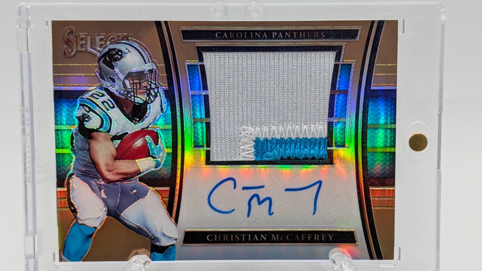 2017 Panini Select Christian McCaffrey RC Signature Swatches #JM-CM Tie-Dye /25