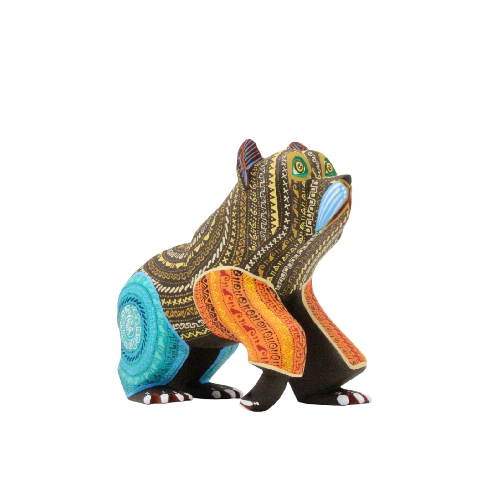 Hand-painted wooden bear alebrije: unique Mexican folk art sculpture