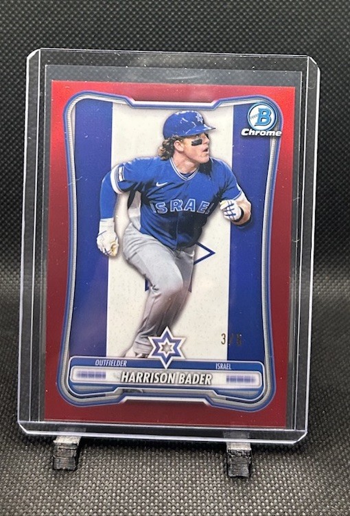 Topps 2026 Bowman Chrome Harrison Bader WBC Flag Variation Israel #WBC-78 /5 Topps 2026 Bowman Chrome Harrison Bader WBC Flag Variation Israel #WBC-78 /5