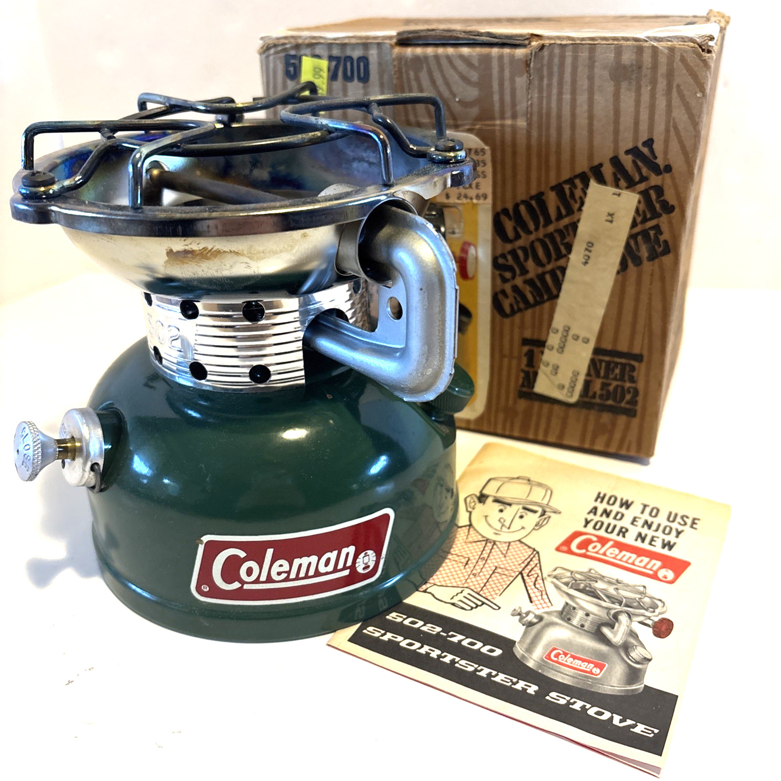 Vintage Coleman 502-700 Sportster Camping Stove w/ Box & Manual Green Made USA Vintage Coleman 502-700 Sportster Camping Stove w/ Box & Manual Green Made USA
