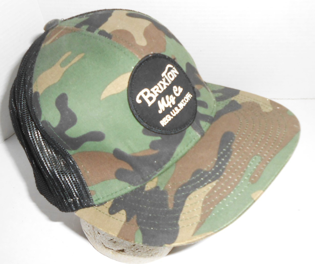 Brixton Circle Patch Custom Quality Snapback Trucker Hat Camo Mesh Back B105