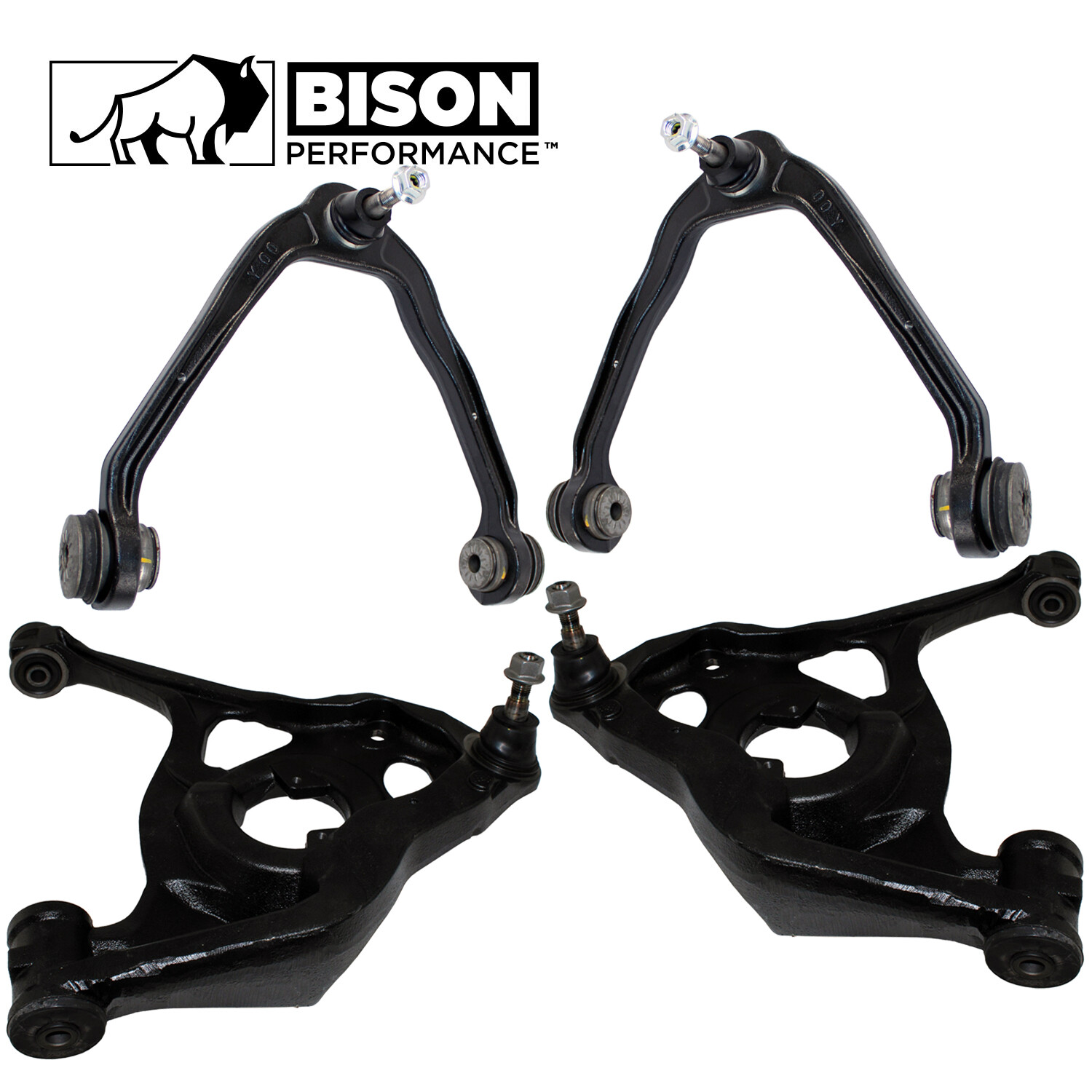 Bison Performance 4pc Front Upper & Lower Control Arms Kit For Chevrolet GMC RWD