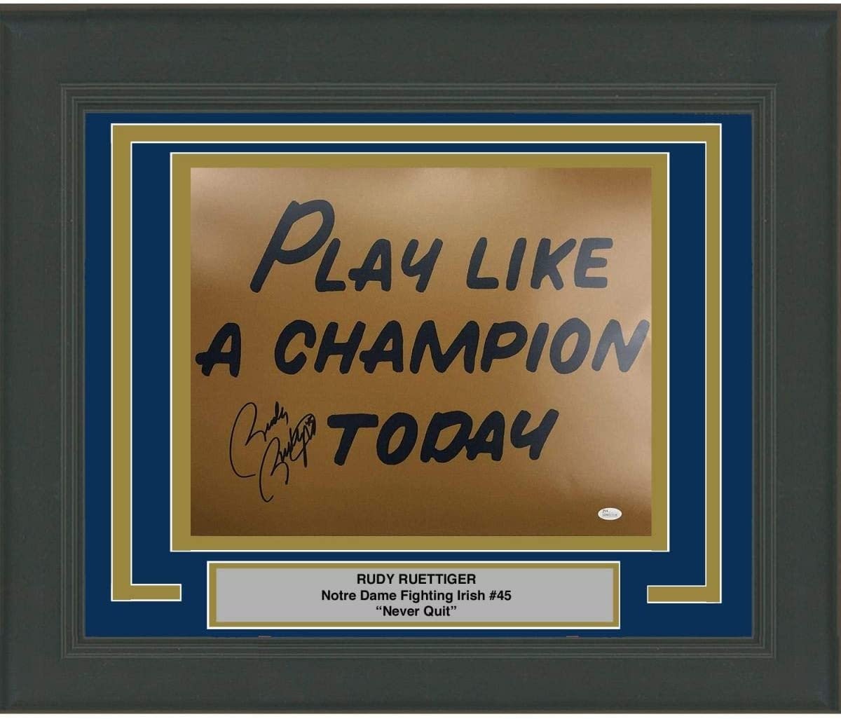 FRAMED Autographed RUDY RUETTIGER Play Like Champion 16x20 Photo JSA COA FRAMED Autographed RUDY RUETTIGER Play Like Champion 16x20 Photo JSA COA