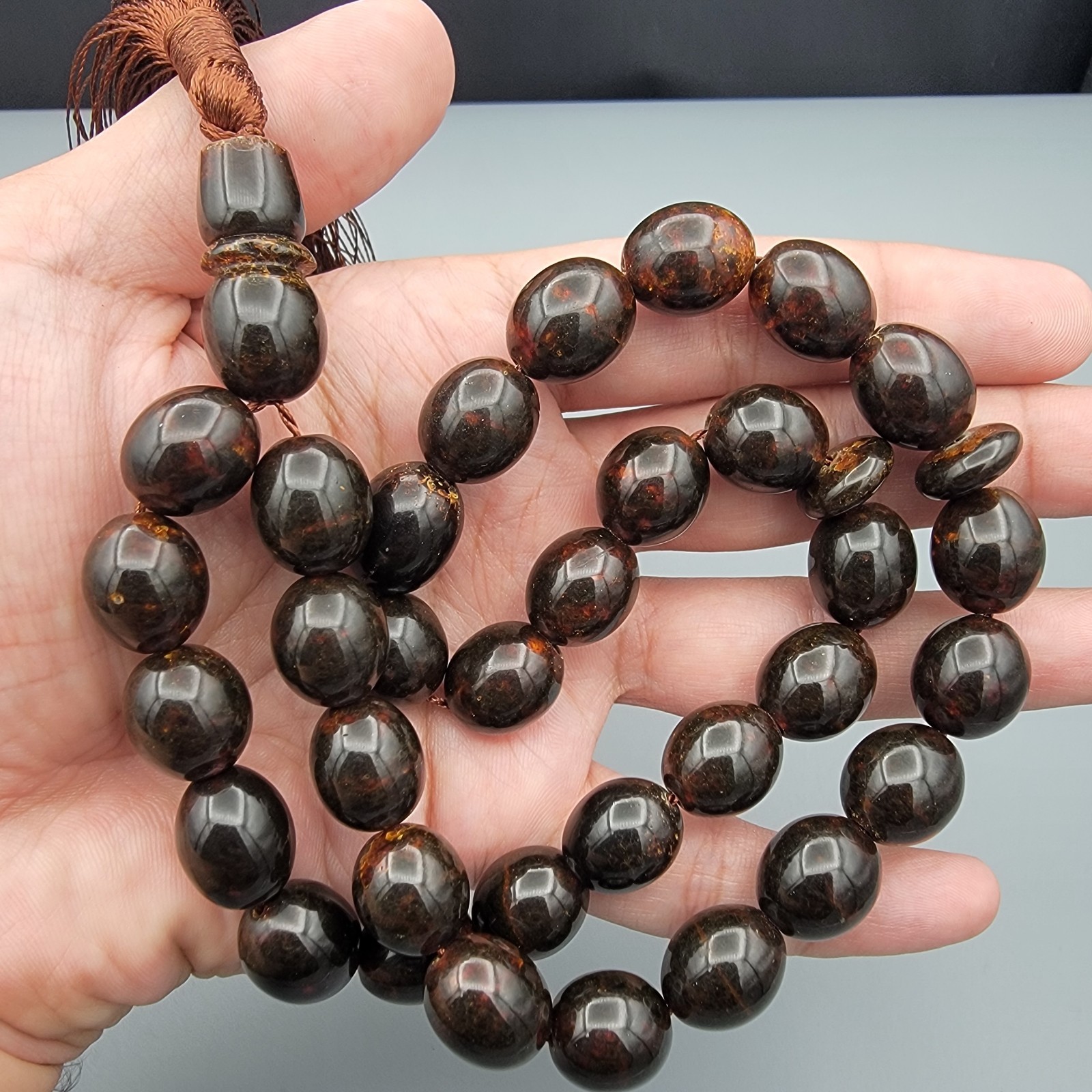 Amber Beads Rosary 100Years Older Misbah Tasbih 33 round amber beads 61g 15x13mm