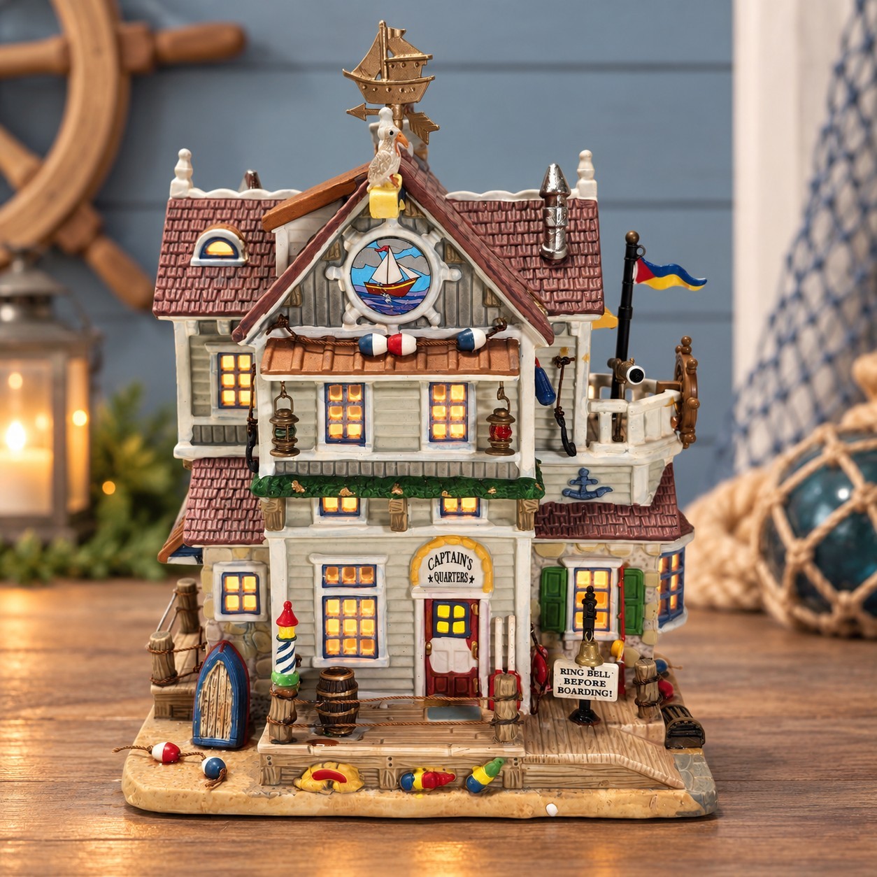 Lemax Plymouth Corners Captain’s Quarters Lighted Nautical Village Building Box 
