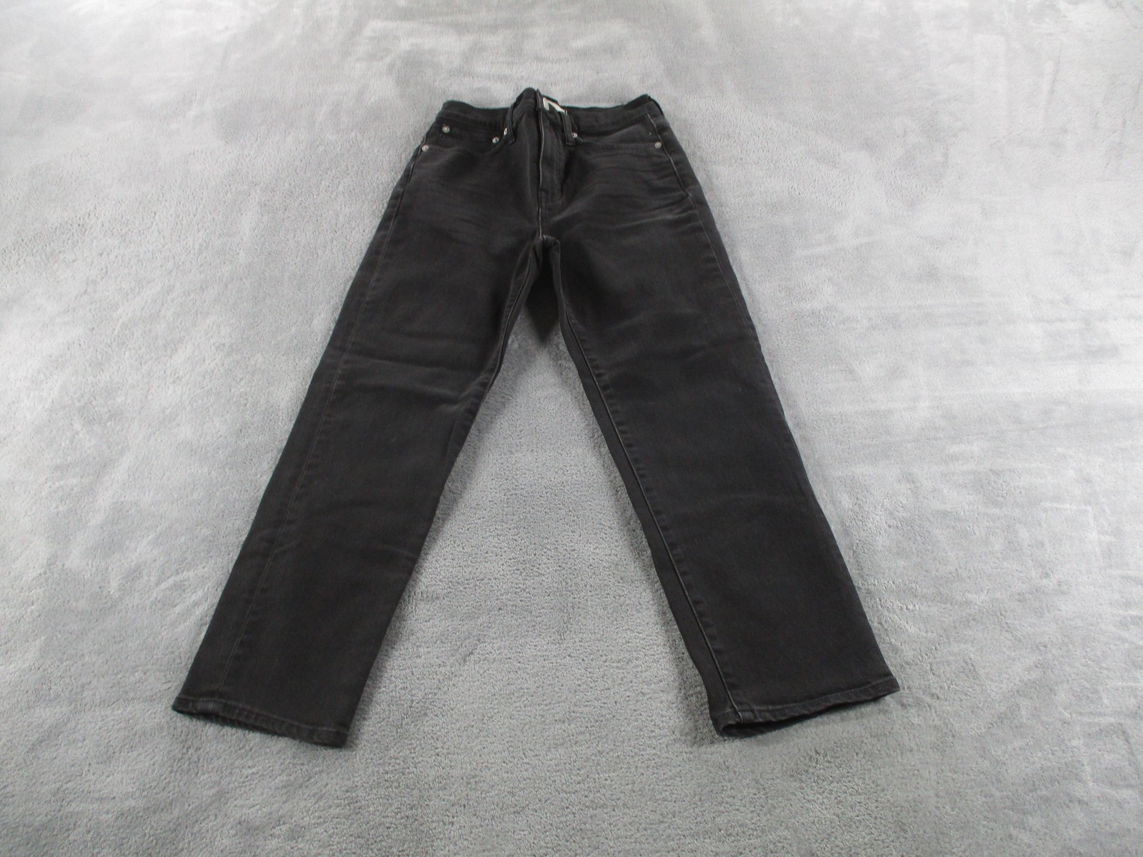 Madewell Classic Straight Jeans Womens 25 Black Charcoal High Rise Denim Pockets