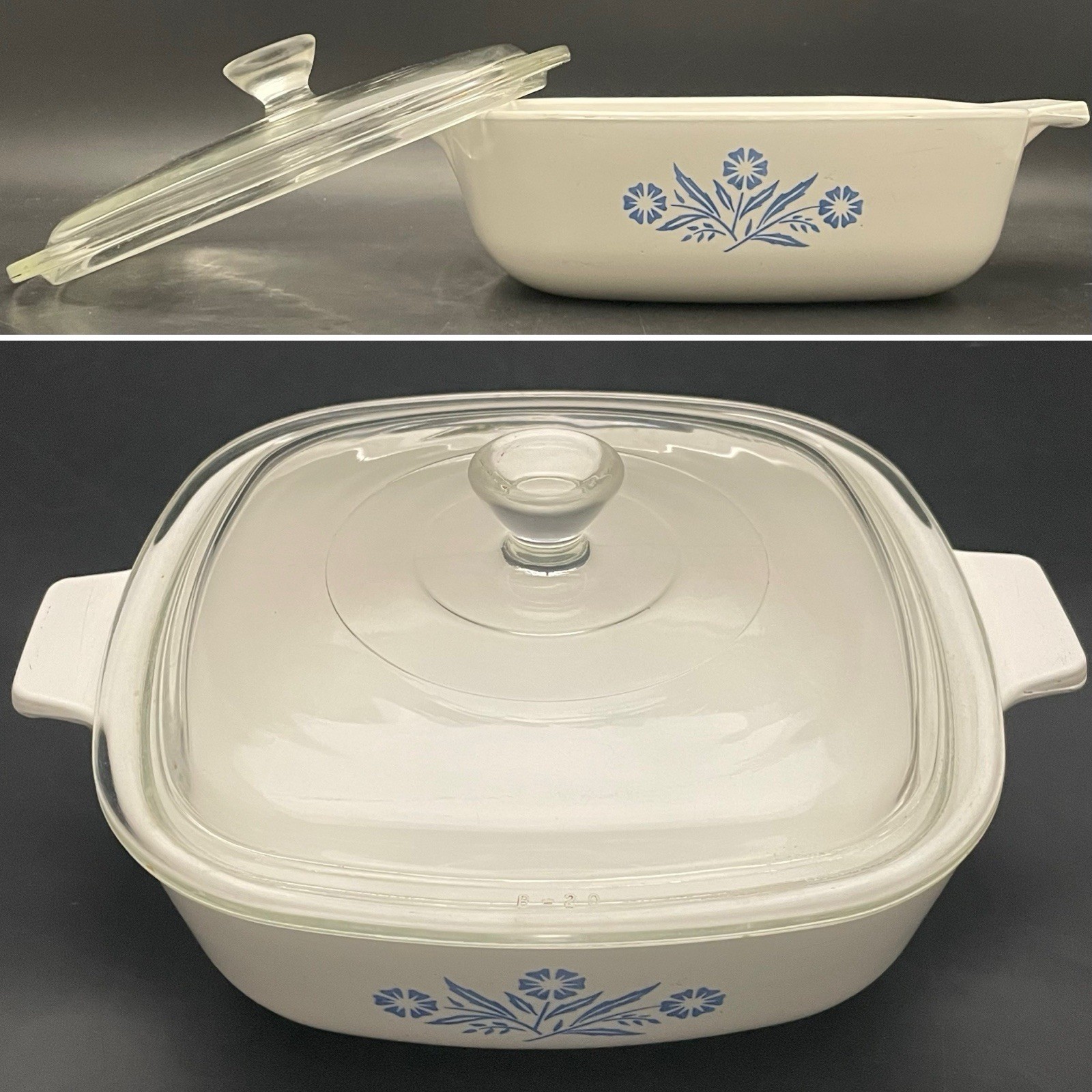 Corning Ware P-1-B 1 QT. Blue Cornflower Casserole 1961-1966 Made in USA
