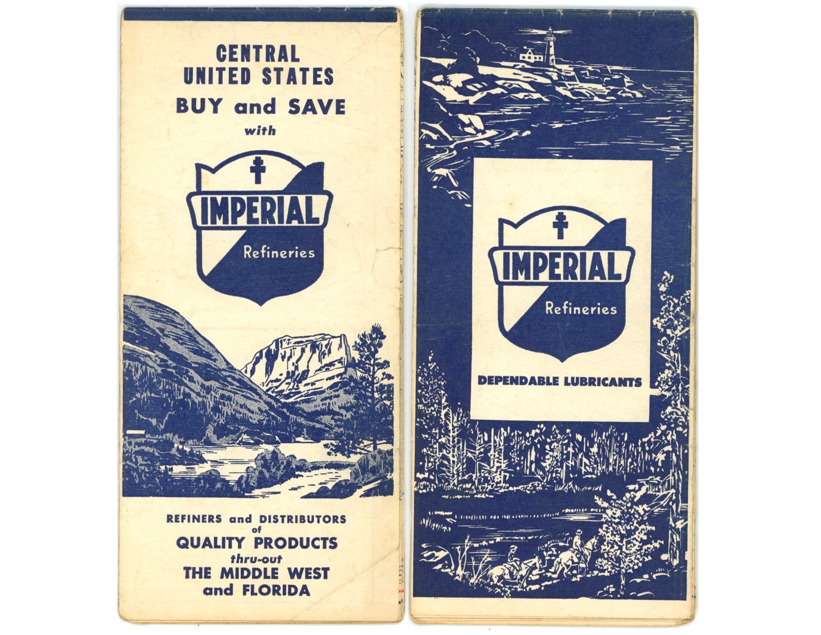Vintage 1954 Central United States Road Map – Imperial Refineries