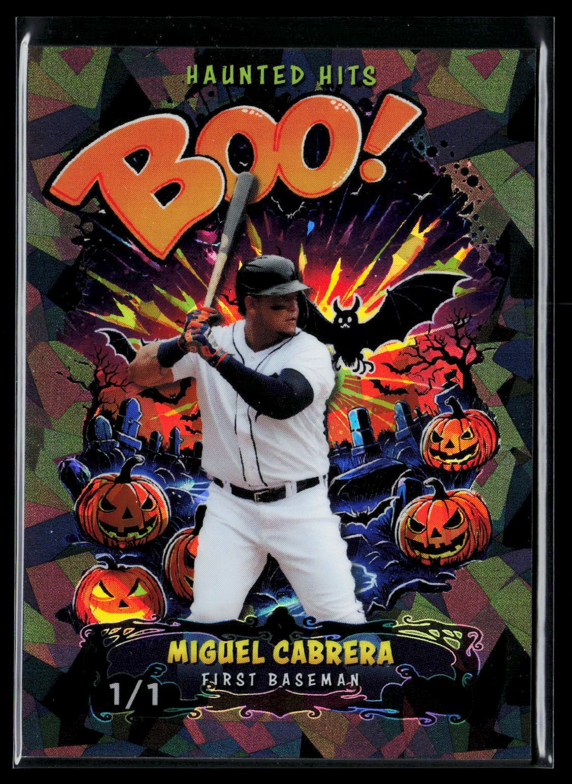 2025 Wild Card Haunted Hits - Miguel Cabrera #1/1 Boo Black Ice Tigers
