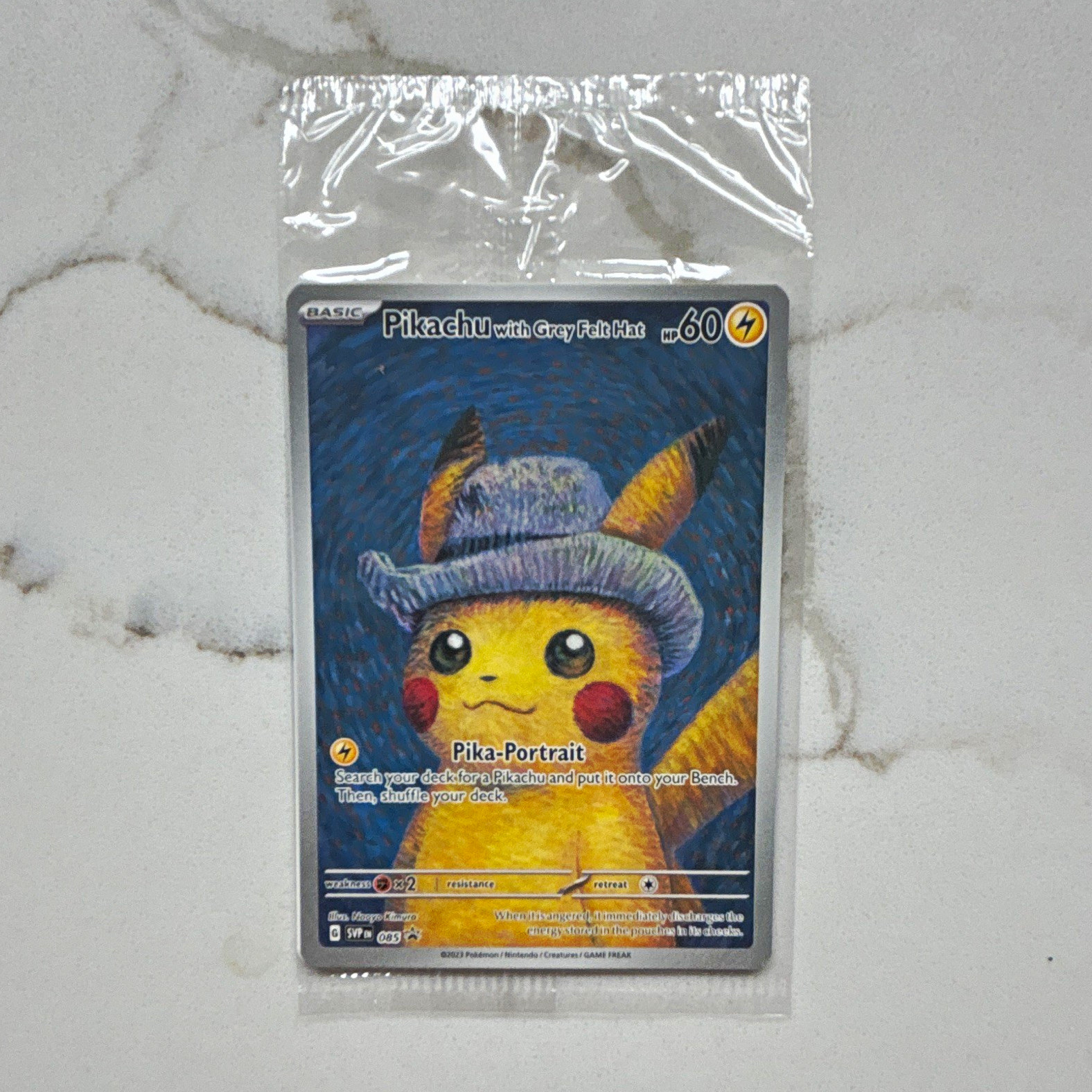 Pokemon TCG Pikachu with Grey Felt Hat SVP 085 Promo Full Art Holo 60 HP