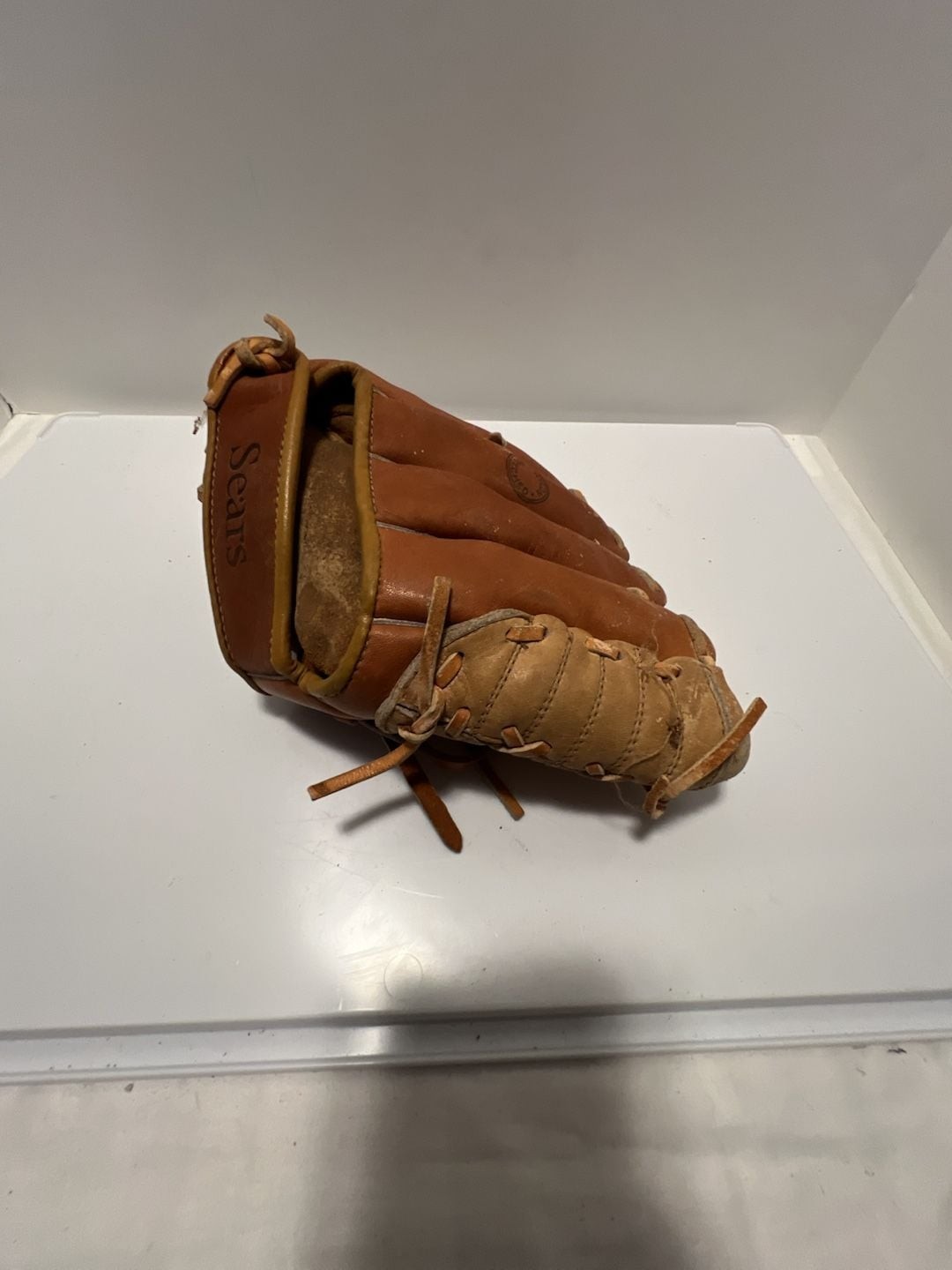 Sears Baseball Glove Top Grain Cowhide Brown Leather Vintage