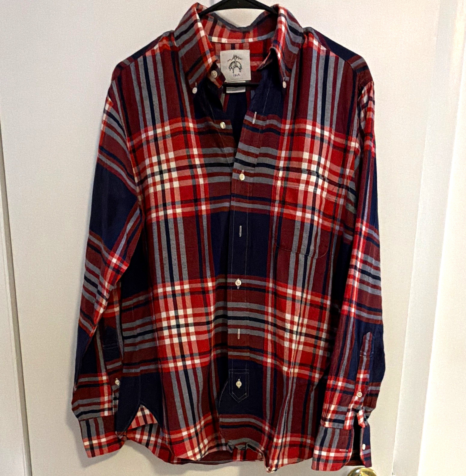 Brooks Brothers Black Fleece USA BB2 - Men\'s Plaid Flannel Shirt - Red Navy