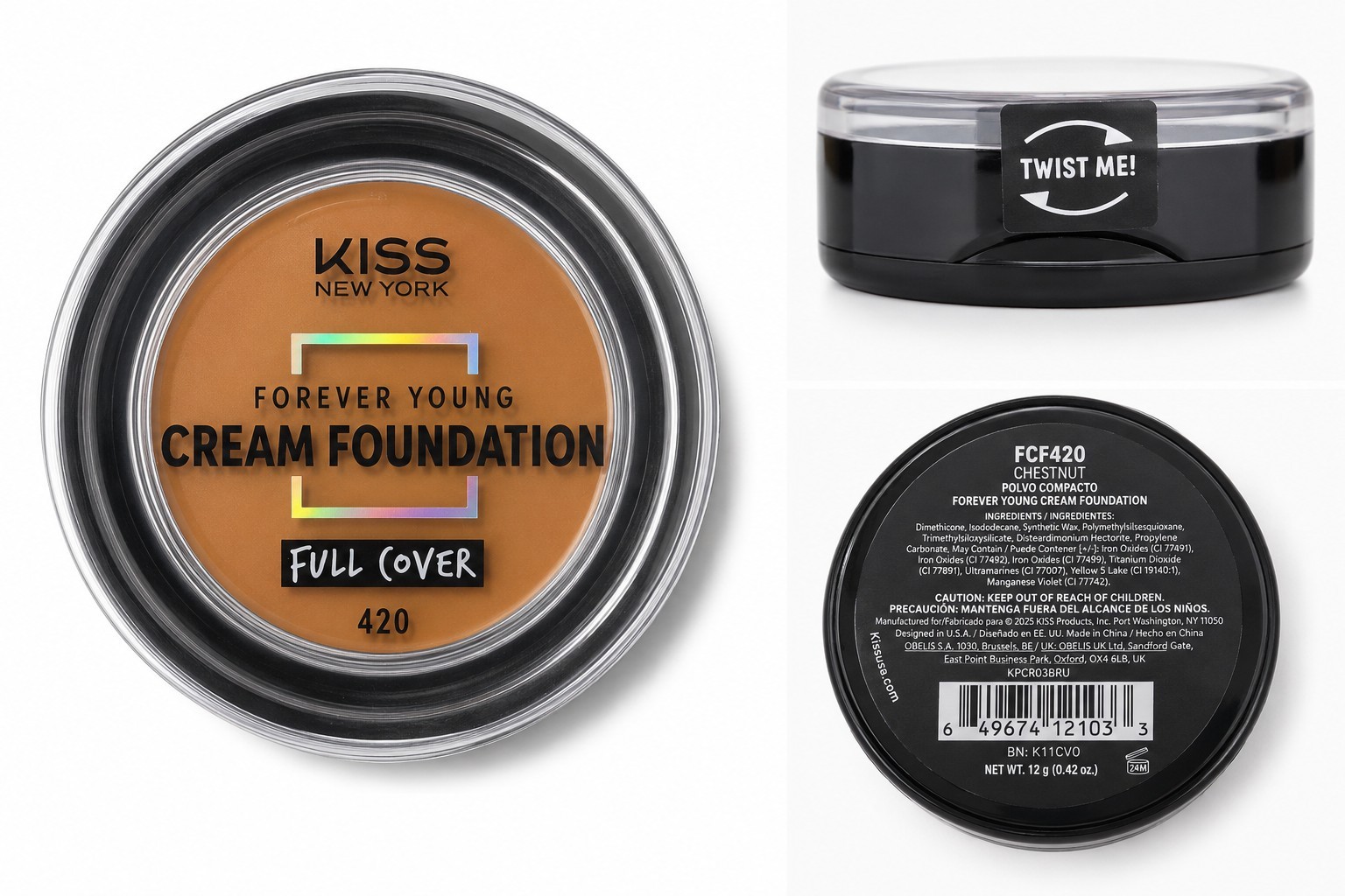 KISS Forever Young Cream Foundation  Shade 420 Chestnut New Sealed 