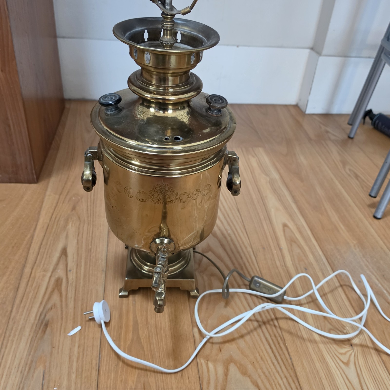 Antique Russian Brass Samovar Tsar Imperial Stamps Tula Alexander II 1870-1880s