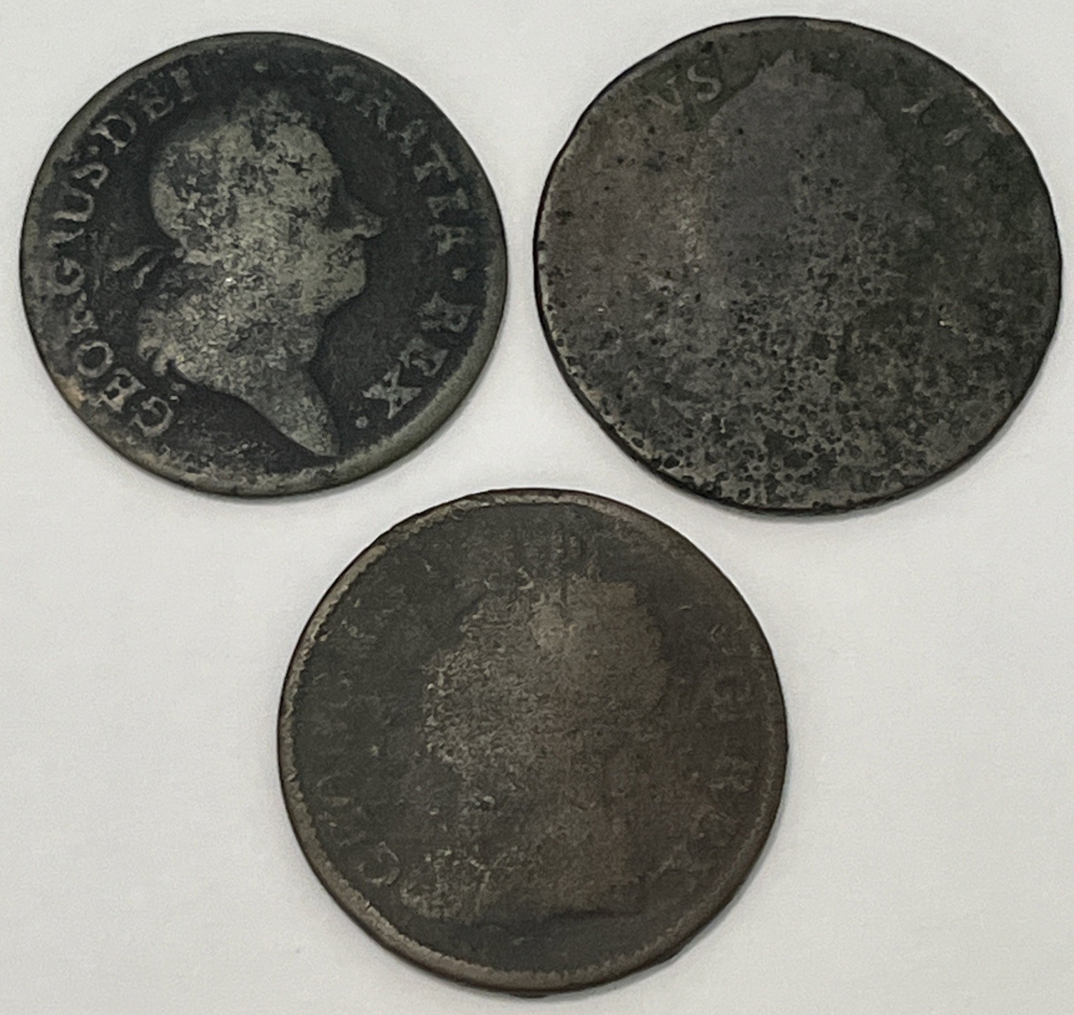 IRELAND 1723 1775 1822 1/2 Penny Half Penny 3 Coins