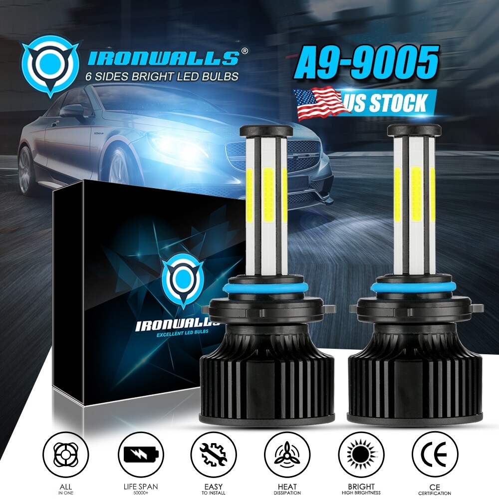 HB3 9005 6 Side LED Headlight Super Bright Bulb Kit White 360000LM High/Low Beam