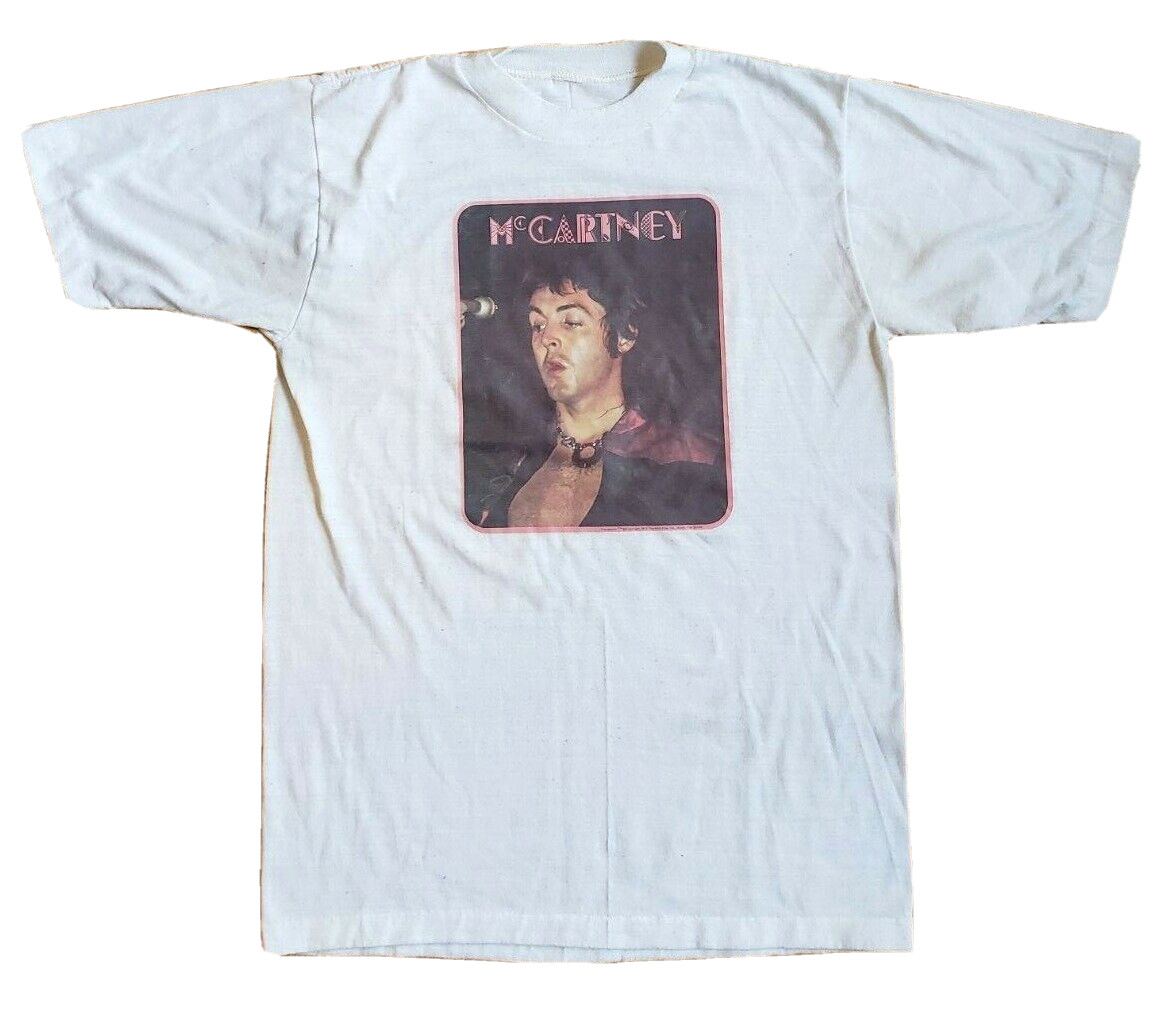 *RaRe* Vintage (1975) PAUL McCARTNEY The Beatles off white T-SHIRT | Large