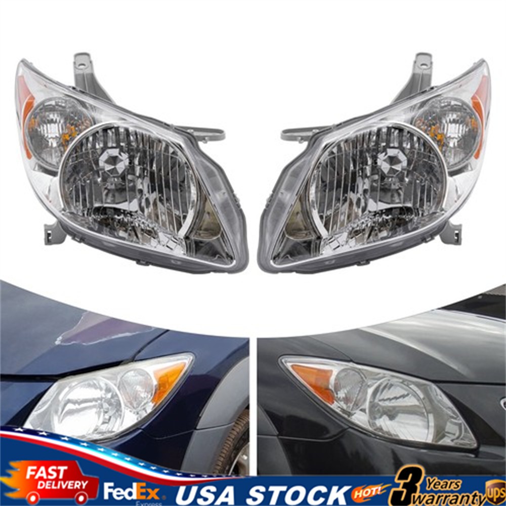 Pair Left & Right For 2005-2008 Pontiac Vibe Wagon Headlamps Assembly Headlights