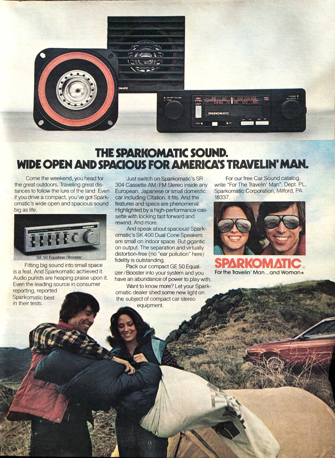 1981 Sparkomatic Car Stereo Equipment PRINT AD Americas Travelin Man VTG 1980s 1981 Sparkomatic Car Stereo Equipment PRINT AD Americas Travelin Man VTG 1980s