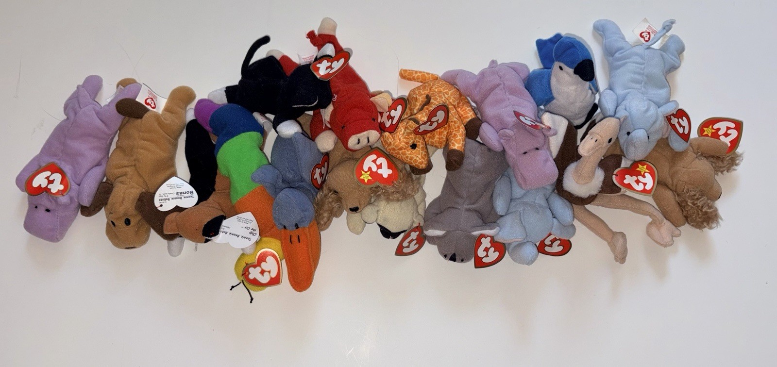 Ty Beanie Babies LOT of 17 in photo ~ Retired Stuffed Animals w TAGS 1990s Plush
