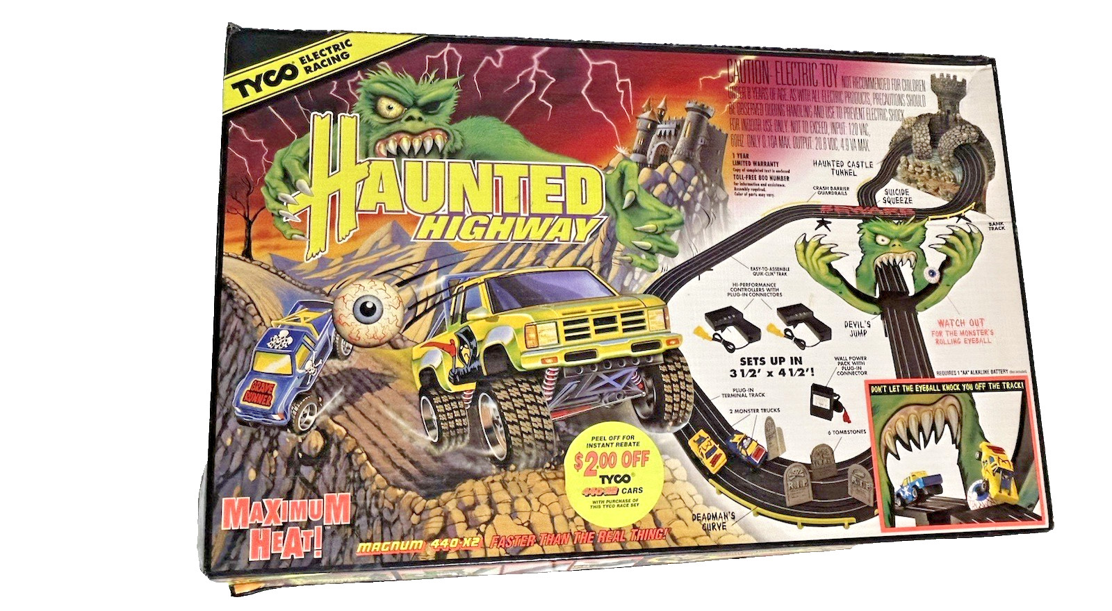 1995 Tyco “Haunted Highway” Electric Racing Slot Car Set – COMPLETE – Vintage 1995 Tyco “Haunted Highway” Electric Racing Slot Car Set – COMPLETE – Vintage