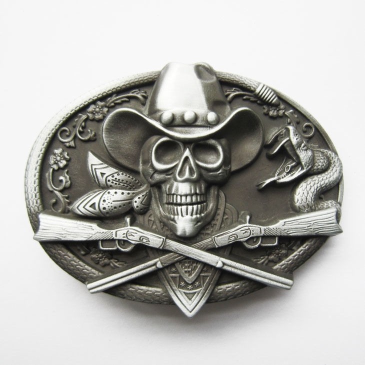 Original Cowboy Skull Rifles Western Belt Buckle Original Cowboy Skull Rifles Western Belt Buckle