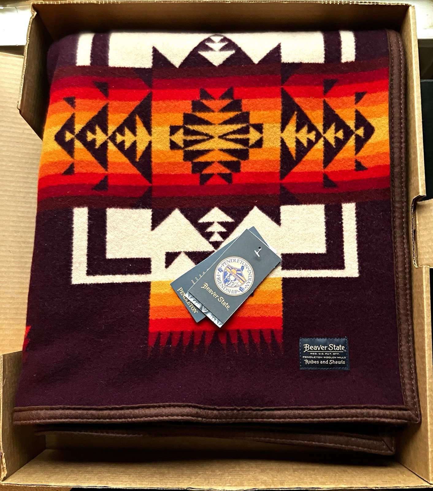 Pendleton Chief Joseph Jacquard Robe Blanket Maroon 64 x 80 Pendleton Chief Joseph Jacquard Robe Blanket Maroon 64 x 80