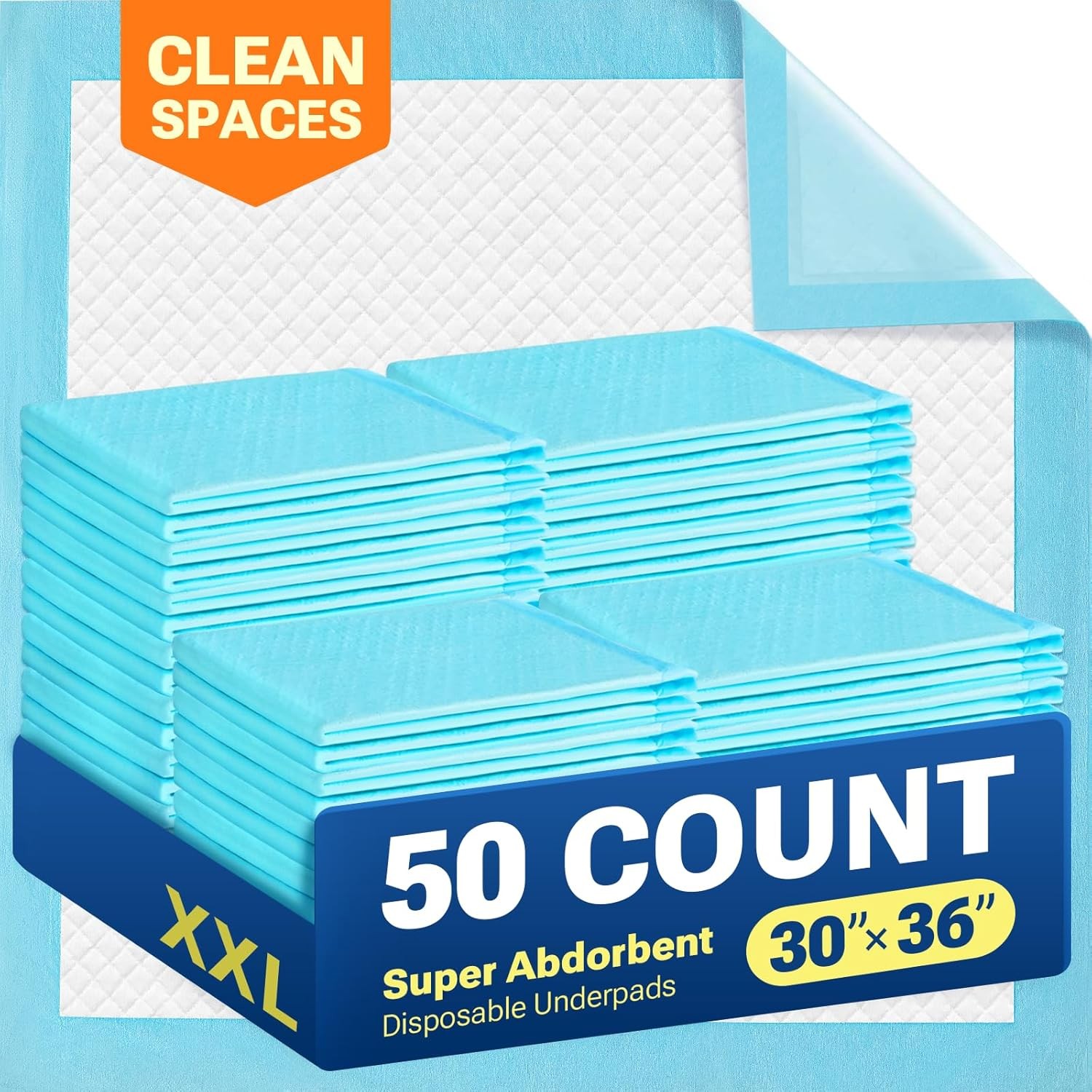 Disposable Bed Pads, Ultra Absorbent Underpads, 30x36in 50Pk Disposable Bed Pads, Ultra Absorbent Underpads, 30x36in 50Pk