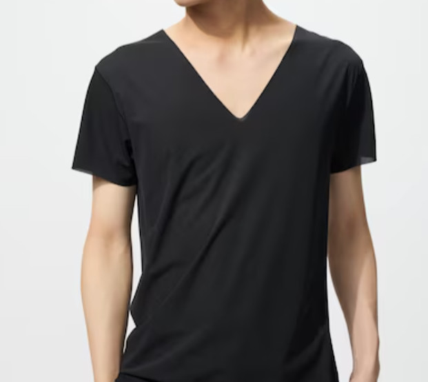 UNIQLO AIRism Mesh V-Neck T-Shirt Men Medium Dry Cool Touch Anti-Odor Japan
