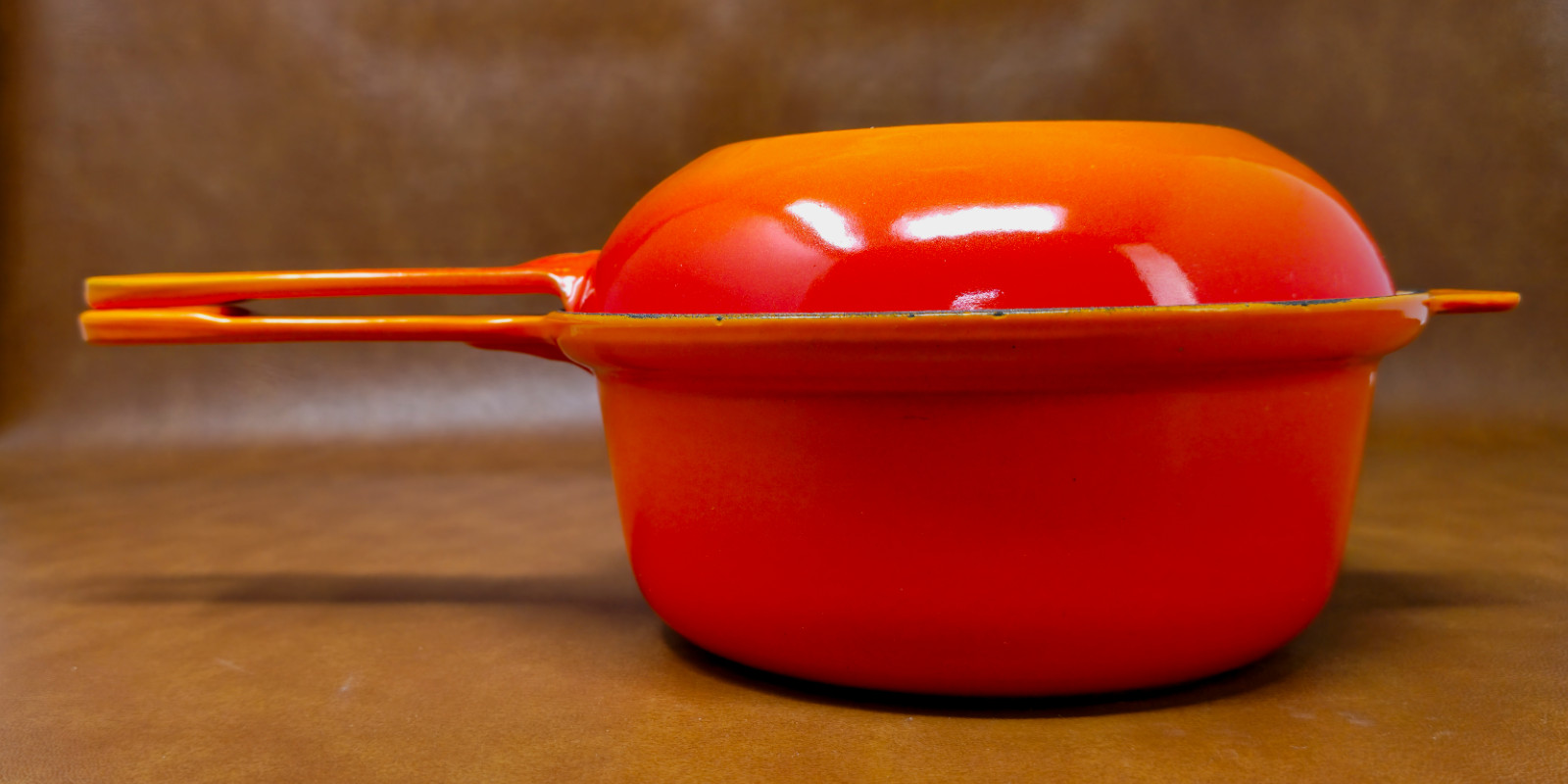 Vintage Cousances / Le Creuset 18 Saucepan Skillet Lid Orange Enameled Cast Iron Vintage Cousances / Le Creuset 18 Saucepan Skillet Lid Orange Enameled Cast Iron