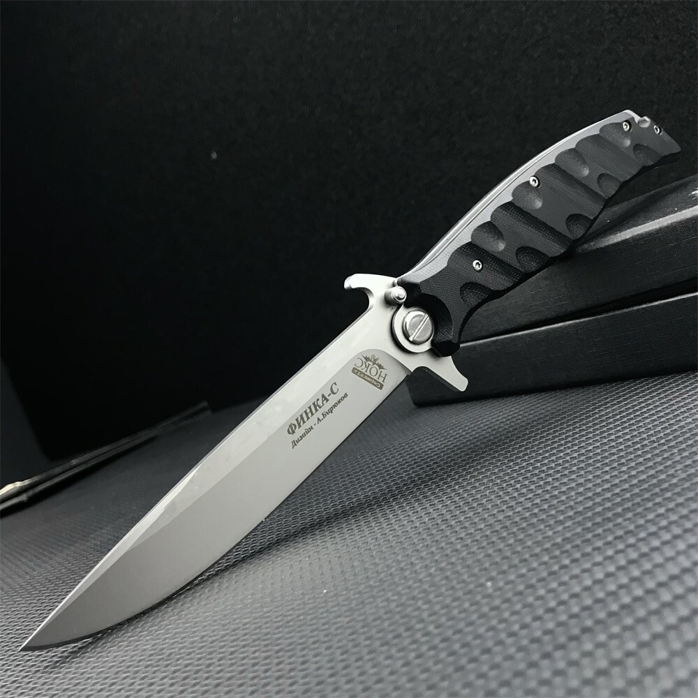 Tactical Russian Finka NKVD Ball Bearing Folding Blade Knife Hunting D2 Blade
