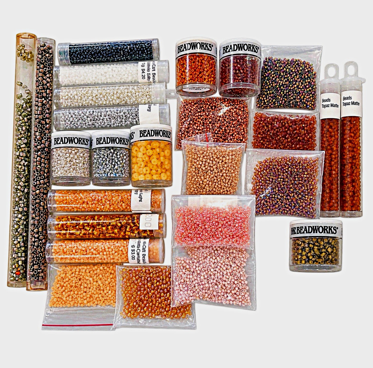 Miyuki Delica & TOHO Japanese Seed Bead Destash Lot –  Orange, Yellow, Rust